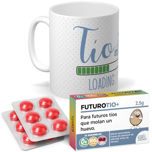 mundohuevo Pack para Futuros Tíos | Taza + Caramelos Tío Loading 350 ml