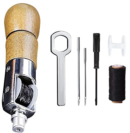 Leather Sewing Machine Set Awl Thread Speedy Stitcher Kit For Belt Shoemaker Crafting Quickly Canvas Leather Repair Too H7e3