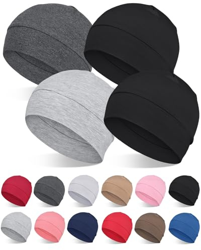 FocusCare Gorro 100% Bambú Viscosa para Hombres Mujeres Forro para Casco Ligero Gorra para Dormir para Quimioterapia Pérdida de Cabello, Talla única