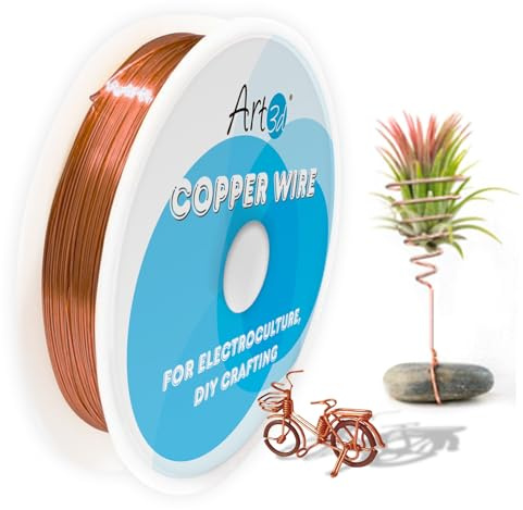 Art3d 18 Gauge 60 FT 99.9% Pure Soft Copper Wire for Electroculture Gardening, Jewelry Making, Beading, Science Projects, DIY Artwork, 1 Roll