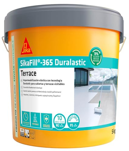 SIKA - Revestimiento impermeable - SikaFill 365 Terrace - Rojo - 5kg | Impermeabilización de cubiertas y terrazas visitables - Protege paredes medianeras - Puentea fisuras
