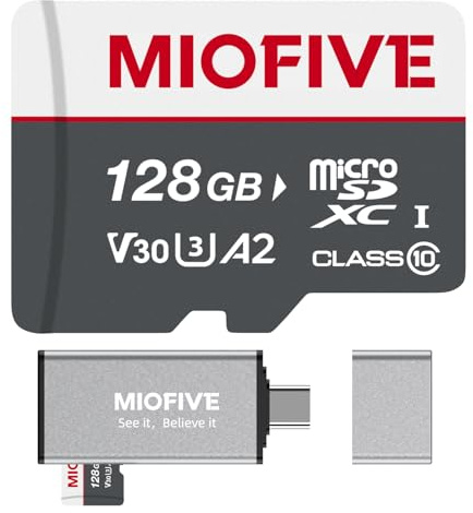 Miofive 128GB Industrial Grade Micro SD Card High Endurance for Dash Cam | USB 3.0 Type-C card reader included, 170MB/s read, 150MB/s write, 3000 P/E cycles, C10 U3 A2 V30 4K UHD video support