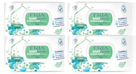 Fria Baby Sensation Acqua Pura Salviette per Cambio Pannolino, Formula con 98% di Acqua Purificata ad Azione Detergente sulla Pelle, Dermatologicamente Testate, Confezione Risparmio da 280 Salviette