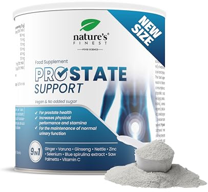 Nature's Finest Prostata Komplex, Trinkpulver 150 g | Mit Sägepalme, Weidenröschen, Brennnessel, Ginseng, Zink & Ingwer - Heidelbeergeschmack, vegan - für Männer