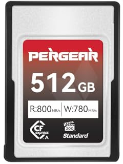 PERGEAR Standard Series 512 GB CFexpress Tipo A Tarjeta de Memoria VPG200 | Velocidad de Lectura de Hasta 800MB/s y Velocidad de Escritura de Hasta 780MB/s, para 4K/8K, para Cámara Sony Alpha FX Series