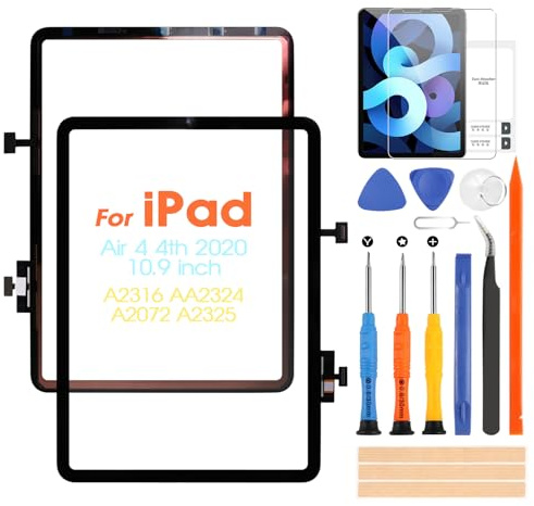 Touchscreen für iPad Air 4 4. Generation 2020 10,9 Zoll A2316 AA2324 A2072 A2325 Digitizer für iPad Air 4 4. Ersatz Touchscreen Front mit Reparaturset (kein LCD)