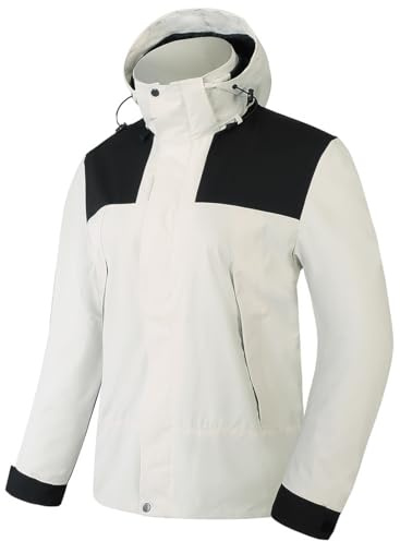 PADOLA Regenjacke Damen Wasserdicht Atmungsaktiv Übergangsjacke Leichte Softshelljacke Herbst Winter Wanderjacke Outdoor Regenmantel Funktionsjacke Windbreaker Fahrrad Regenponcho (2 Weiß, L)