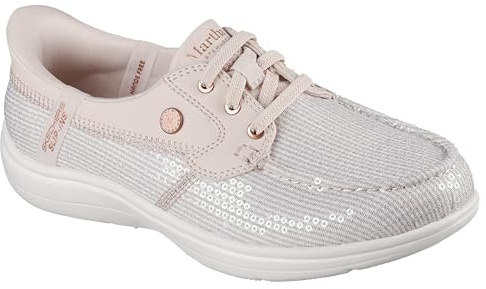 Skechers Martha Stewart On-The-go Flex Radiant Hands Free Slip-ins Sequin Boat Shoe båtsko, Naturlig, 39 EU