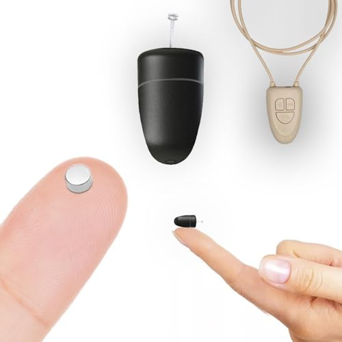 Pingring Oreillette cachée Examens Micronano Casque espion sans fil avec collier V4 Bluetooth Microphone intégré (Ultramini + Micronano + V4, Chair)