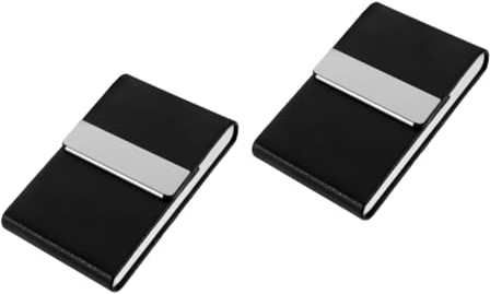 Lurrose 2stücke Business Card Holder Metall Eleganter Visitenkartenetui Kunstleder Für Und Große Kapazität Schwarz Für Kreditkarten Und Namenskarten