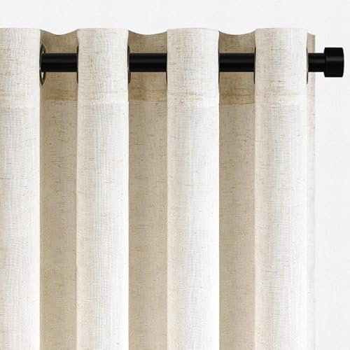 Topfinel Cortinas Cocina Cortas Translucidas Boho Cortinas con Ojales Modernas Decorativas para Salon Comedor Dormitorio Niña Infantil Niño Juvenil Lino Natural 2 Piezas 140x160cm