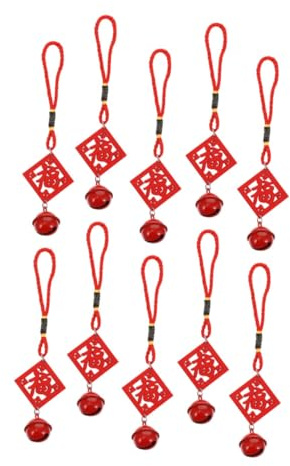 TOPBATHY 2 Set Ciondolo Campanello Con Parola Fu Decorazioni Natalizie Addobbi Natalizi Decorazioni Per La Casa Rosse Arredamento Autunnale Arredamento Sospeso in Legno Rosso 10 Pezzi * 2