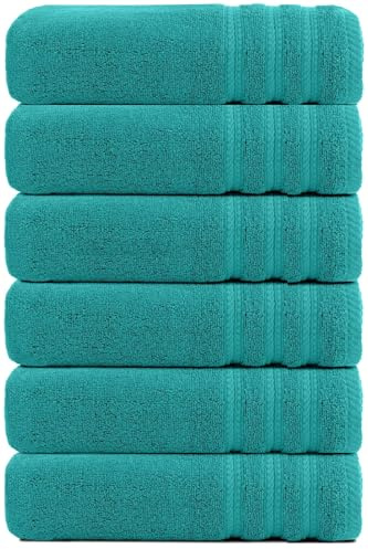 WovenWonder Jumbo badhanddukar 6-pack 100 % egyptisk bomull badlakan (75 x 150 cm) mycket absorberande handduksset 500-GSM (blågrön)