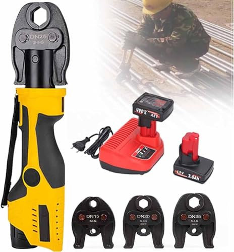 Pince à sertir hydraulique en cuivre avec 3 mâchoires, pince à sertir électrique sans fil pour systèmes de tuyauterie, lumière LED, portable et efficace
