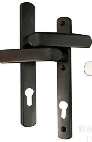 Dokeno UPVC Türgriff Set, 92mm Backset, 210mm Schraubenlochabstand, UPVC-Vordertürgriff Schwarz, Türgriff Set, Links Rechts Türklinke Drückergarnitur für Außentür, Terrassentür, Haustür