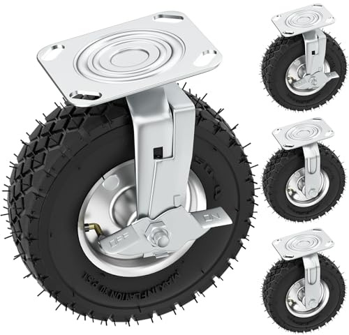 Pneumatic Sack Truck Tyres - 8 Replacement Wheels For Wheelbarrows, Garden Carts, Sack/Hand Trucks, Trolleys, Utility Wagons,Heavy Duty Rubber, Easy Install