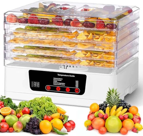 SUPER FOREST Déshydrateur Alimentaire, déshydrateur de Fruits et légumes avec 5/8 Plateaux de séchage, minuterie, sans BPA, pour des collations saines et délicieus