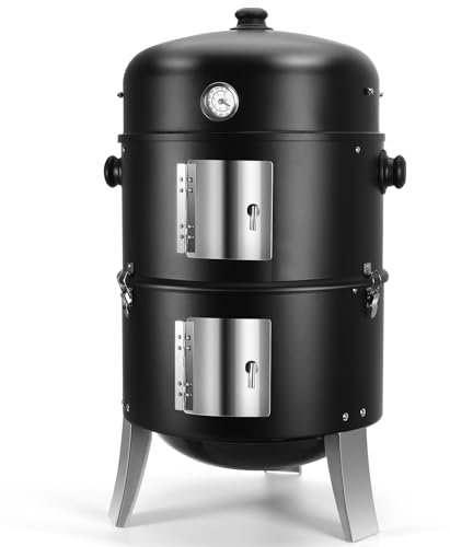 Charcoal BBQ Smoker Grills Outdoor: Portable Freestanding Barbecue Grill For Camping Garden Cooking