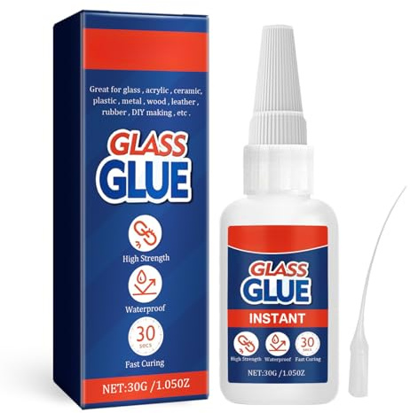 30g Glass Glue - Super Glue For Glass Repair - glass glue Strong Clear With Anti-Clog Cap - Repair Kit For gLass, Mirror, DIY - Adhesive For Waterproof, Fast Bonding