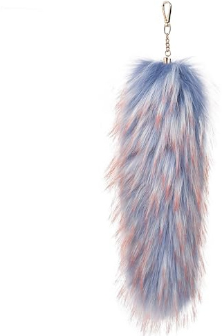 Oversize Imitation Fuchsschwanz Anhänger Keychain Fox tail Schlüsselring, Flaumig 40CM Fell Schwanz für Cosplay Tasche Auto Schlüsselketten Handtasche Dekoration