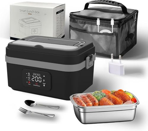 LAIKAIEU Gamelle Chauffante Electrique Sans Fil, 8000mAh Rechargeable, Boîte À Bento, Bento Lunch Box Avec Minuterie Et Chauffage Réglable, Pour Les Voyages, Bureau, Voiture, Plein Air (Noir,1000ml)