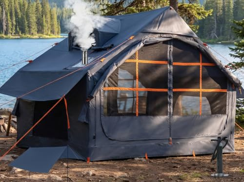 DanCoom Tente Gonflable pour 4 à 6 Personnes, Montage Facile, Tente dôme 4 Saisons, imperméable et Coupe-Vent pour Les familles, Camping
