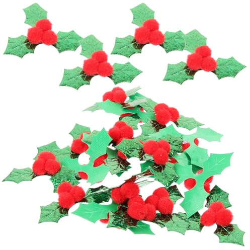 Healifty 100pezzi Foglie Natalizie Di Decorazioni Bacche Di Agrifoglio Per Decorazioni Di Natale Diy Addobbi Per Alberi Di Natale e Ornamenti Per Casa