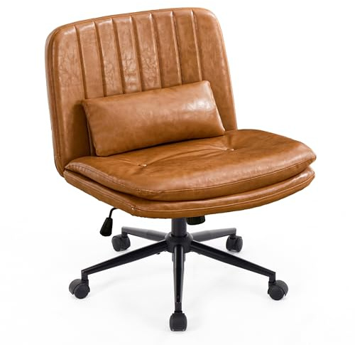 SAMERY BüRostuhl Schreibtischstuhl Drehstuhl mit Kunststoff-Leichtlaufrollen, Schminktisch Stuhl Lesesessel mit Breitem Sitzkissen, Stufenlos HöHenverstellbar, Wippfunktion, Lift SGS-geprüft (Orange)