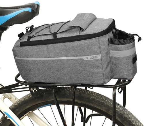 Hosoncovy Bike Rear Rack Bag，Multi-Function Bicycle Rack Carrier Cycling Detachable Tail Seat Trunk Luggage Bag, Shoulder Strap Storage Case (Grey)