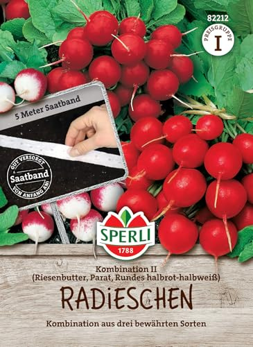 Sperli Radieschensamen Kombination II 82212, Saatband | Einfache Aussaat, hohe Erträge, knackig und mild im Geschmack, Pflanzen für 5 laufende Meter
