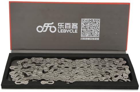ANKROYU LeBycle Fahrradkette, 9 Gänge, 116 Glieder, Kohlenstoffstahl, versilbert, rostfrei, für Mountainbikes und Rennräder