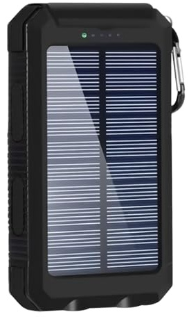 Caricatore portatile solare, robusto caricabatterie per cellulari, dispositivo di ricarica rapida wireless da 20000 mAh con torcia, guscio con porte USB, pannello solare per esterni Power Bank