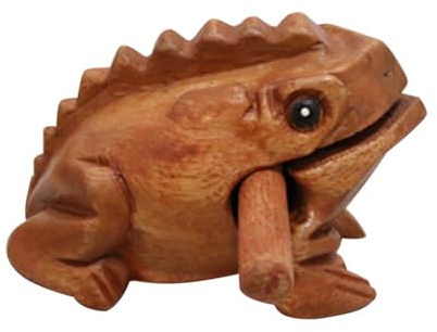 Bosiyrggrl Carved Croaking Wood Percussion Musical Sound Wood Frog Tone Block Toys Easy to Use About 10x6x6cm