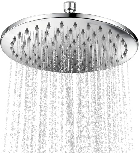 AYUMAL 9,3 Zoll Regendusche Duschkopf, Runder Wasserfall-Duschkopf | Edelstahl und ABS-Material, 360°Verstellbarer Kopfbrause, Erlebnis Wasserfall, Verstopfungsfreie Düse (Universal)