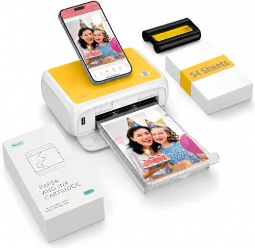 Yoton Stampante Fotografica Portatile per Smartphone, Stampante Foto con 54 Carta da Stampa(4x6), Connessione Wi-Fi, Sublimazione 4PASS per iPhone/Android/PC (MAC Non Supportato)