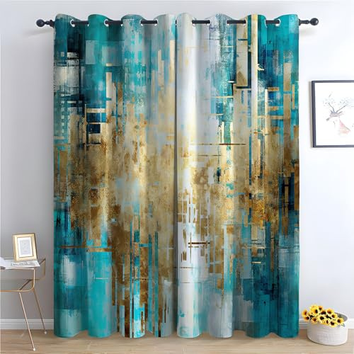 WQBQKKX Gardinen Kurz Wohnzimmer Ösenschal Abstrakte Linien Blätter Vorhänge mit Ösen Muster Dekoschal Verdunkelung 2er Set Curtains für Schlafzimmer-H230 x B160 cm (2er Pack)