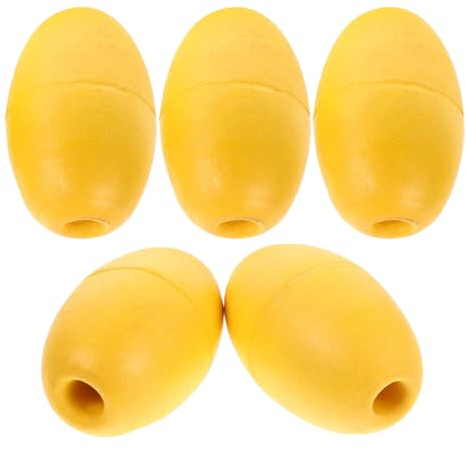 Tofficu 5 Stück Seilbojen Gelb, Ovale Schwimmkörper PVC Boje | Gut Sichtbare Ankerboje Markerboje, Schwimmende Bojen für Kajak, Kanu, Boot, Fischerboot & Pool (10 x 6 cm)