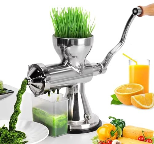 BoluDukNN Pressa Manuale per E-rba di Grano con Ventosa E Morsetto da Tavolo, Manovella Manuale in Acciaio Inossidabile per E-rba di Grano E Verdure a Foglia Verde, Spremifrutta Manuale