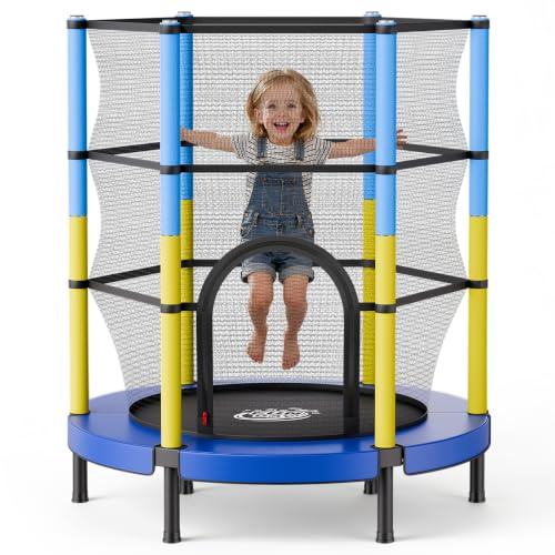VEVOR Trampoline pour Enfants 140 cm Mini-Trampoline avec Filet de Sécurité, pour Tout-Petits Intérieur Extérieur Jardin Aire de Jeux, Rond, Capacité de Charge Maximale 60 kg, Stabilité Optimale
