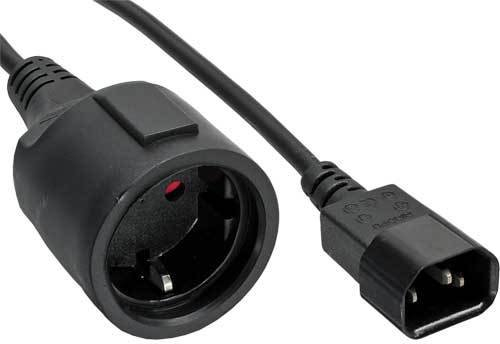 InLine Netz Adapter Kabel Kaltgeräte C14 auf Schutzkontakt Buchse für USV 1m