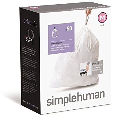 simplehuman Custom Fit Trash Can Liner M, 45 L / 12 Gal, 50-Count Box