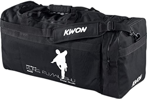 KWON Tasche Large, Schwarz, Versch. Druckmotiven/Kampfsymbolen, Judo, Ju Jutsu, Karate, Kick-Thaiboxing, Kung Fu, Taekwondo, Nylon/Codura Material, DUFFEL_BAG, Gym, Sport, Reise