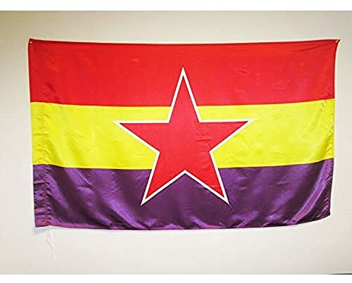 AZ FLAG Bandera España Republicana Estrella del Ejército Popular 150x90 cm | Uso interior y exterior Enseña española costuras dobles y bordes reforzados con funda para mástil satén