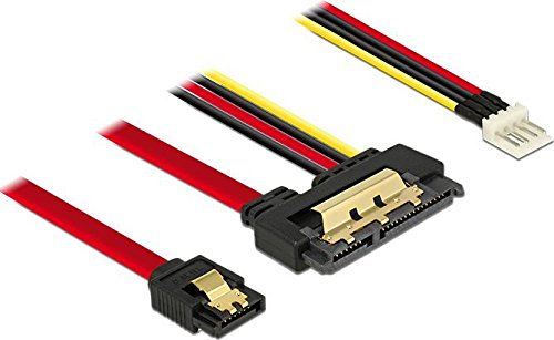 DeLOCK 85232 cable de SATA 0,3 m SATA 7-pin + Molex (4-pin) SATA 22-pin Negro - Cable SATA (0,3 m, SATA III, SATA 7-pin + Molex (4-pin), SATA 22-pin, Female connector / Female connector, Negro)