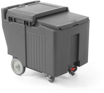 HENDI Thermobox, AmerBox, auf Rädern, mit Ablasshahn, Eisschaufel, Tropfschale, Eisbehälter, Eiskühler, Eiswürfelbehälter, Transportbox, Isolierbox, Kühlbox, 110L, 585x800x(H)745mm, HDPE