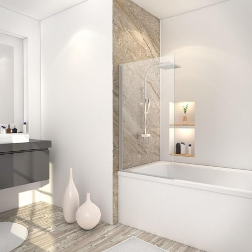 Schulte Duschwand für Badewanne Berlin, 70 x 130 cm, 5 mm Sicherheitsglas klar hell, chromoptik, D16503 41 50, Duschabtrennung