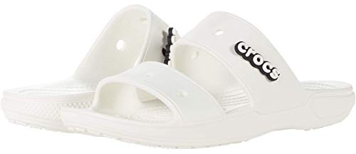 Crocs Sandales Classic, sandales unisexes adulte à deux lanières, blanc, taille 36-37 EU