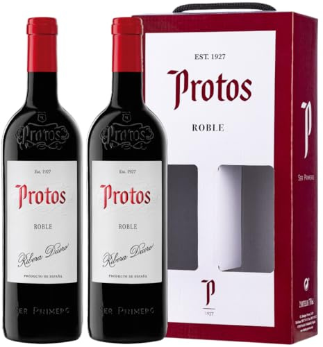 Protos Roble, Tempranillo, Estuche Vino Tinto D.O. Ribera del Duero, 75cl | Estuche 2 botellas. El embalaje puede variar.