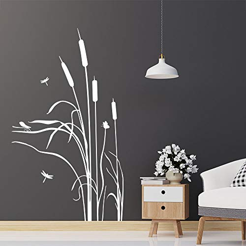 KLEBEHELD® Wandtattoo Schilf im Wind | Gräser | Gras Deko für Wohnzimmer, Flur, Eingang und Wohnbereich Farbe flieder, Größe 93x160cm