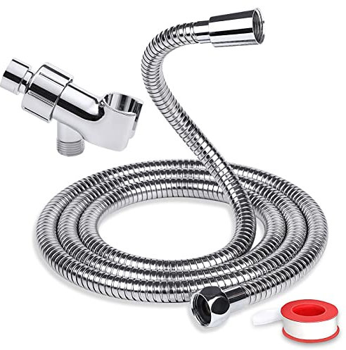 Tuyau de douche extensible extra long de 175,3 cm pour le nettoyage des toilettes, étanche et flexible pour pommeau de douche avec support de tuyau de douche réglable